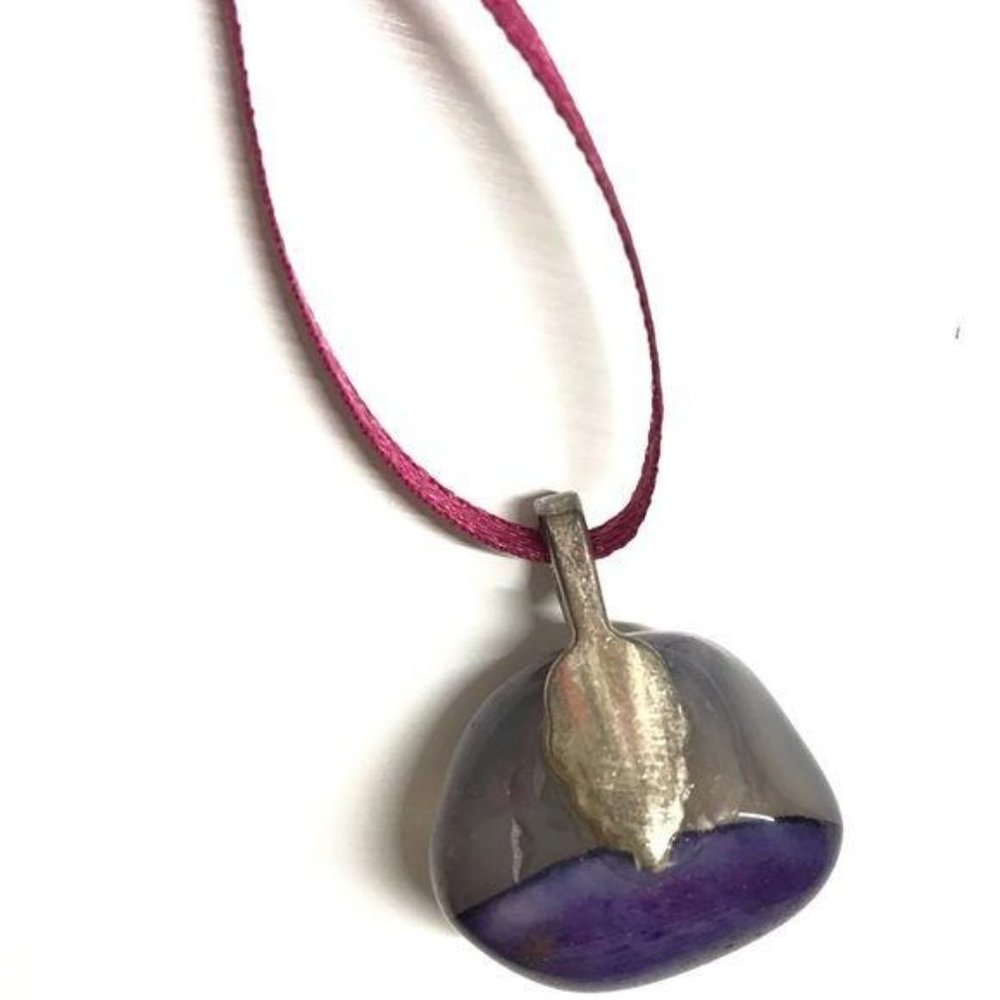 Handmade gemstone pendant necklace purple 7 chakra - Picture 4 of 7